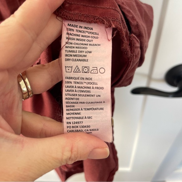 Prana Doryan Shirt Dress Red Long Sleeve Tencel Gorpcore XS - Picture 9 of 11